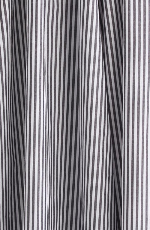 Brandon Maxwell The Josie Shirred Striped Cotton Midi Dress In Gray