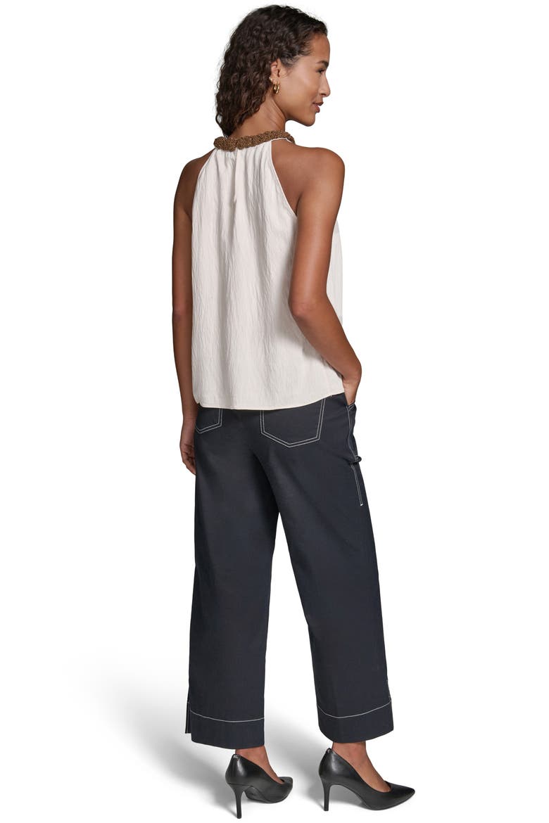 Embellished Neck Sleeveless Top, Alternate, color, BISQUE