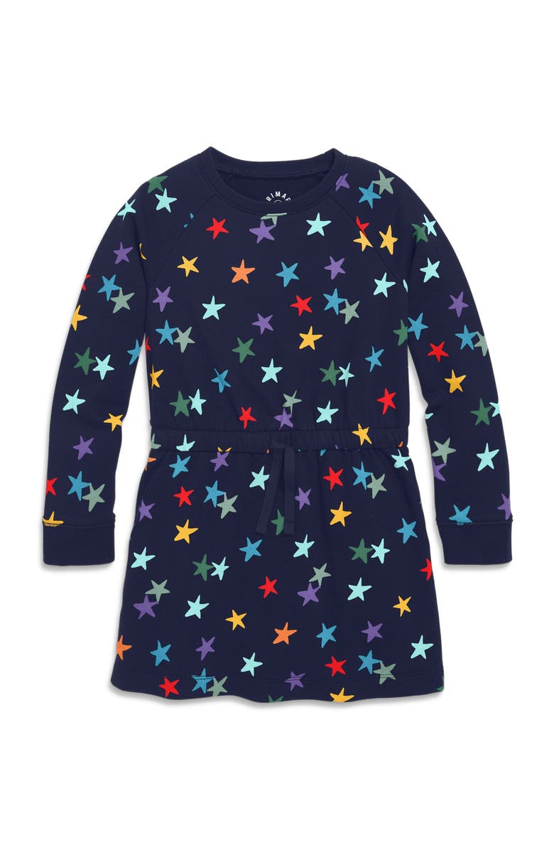 Primary Sweatshirt Dress In Rainbow Confetti Stars, Main, color,