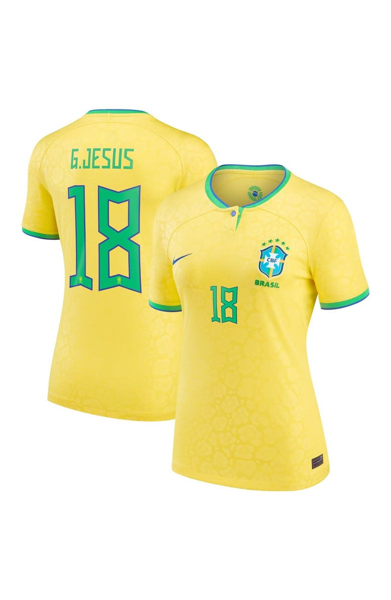 Nike Women's Nike Gabriel Jesus Yellow Brazil National Team 2022/23 Replica Home Jersey, Main, color, 