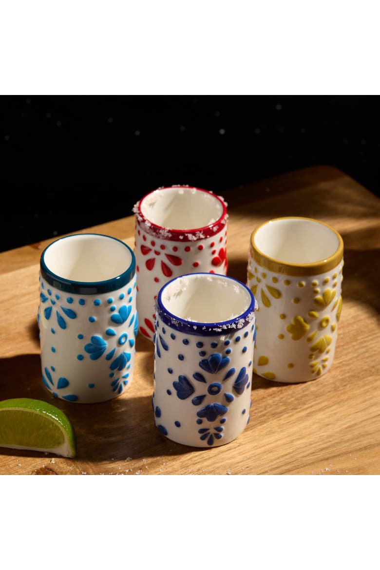 Talavera Floral Ceramic Shot Glasses - Set of 4, Alternate, color, Multicolor