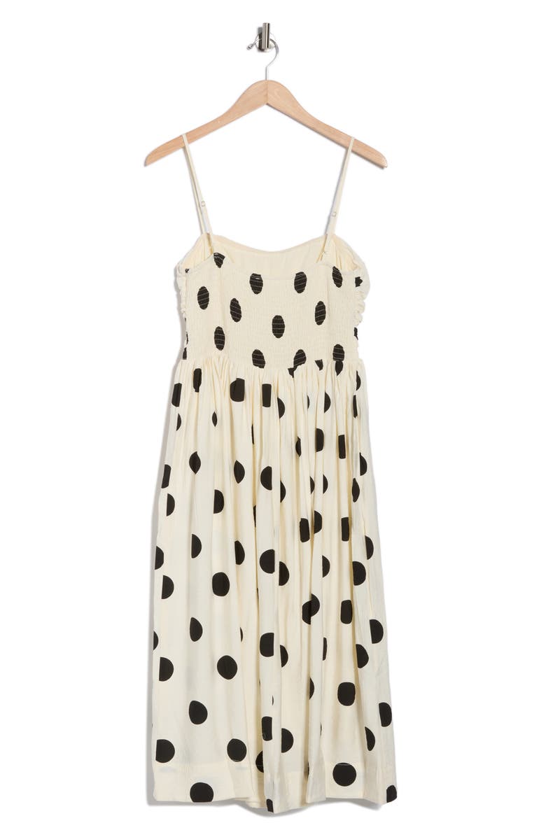 Lush Polka Dot Fit & Flare Midi Dress, Alternate, color, Cream Black Dot
