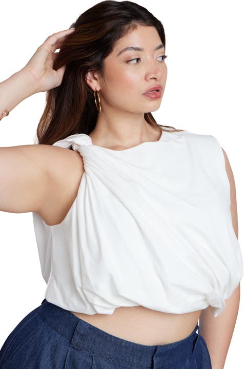 Twist Drape Bubble Tee (Plus)