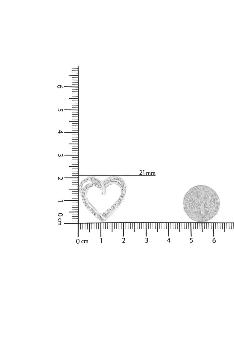 Haus of Brilliance Silver 1/4 cttw Prong Set Round-Cut Diamond Woven Double Heart Pendant Necklace, Alternate, color, White