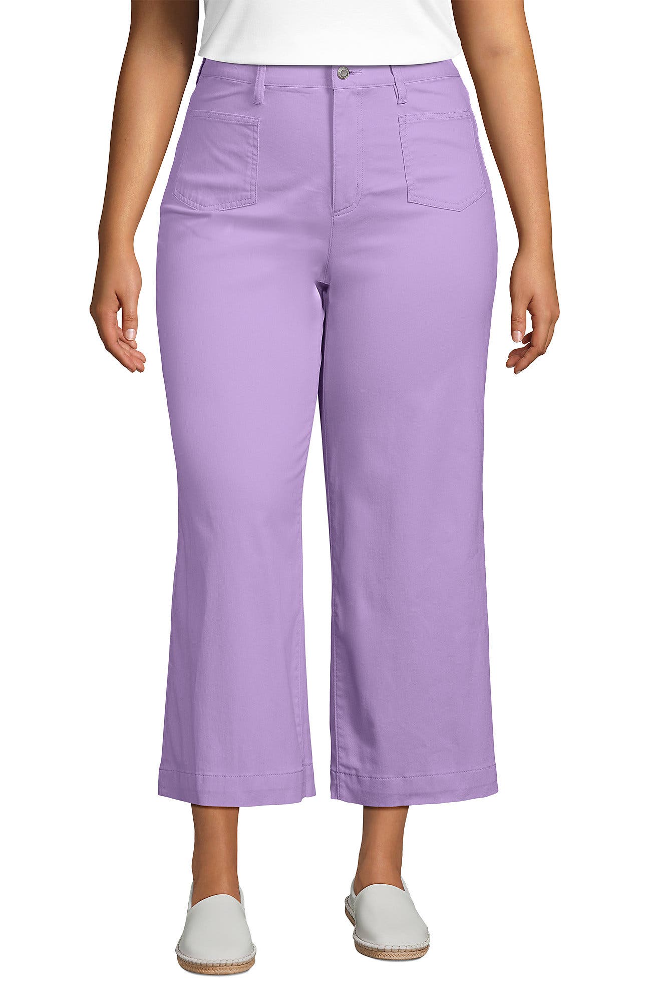 High Rise Patch Pocket Chino Crop Pants