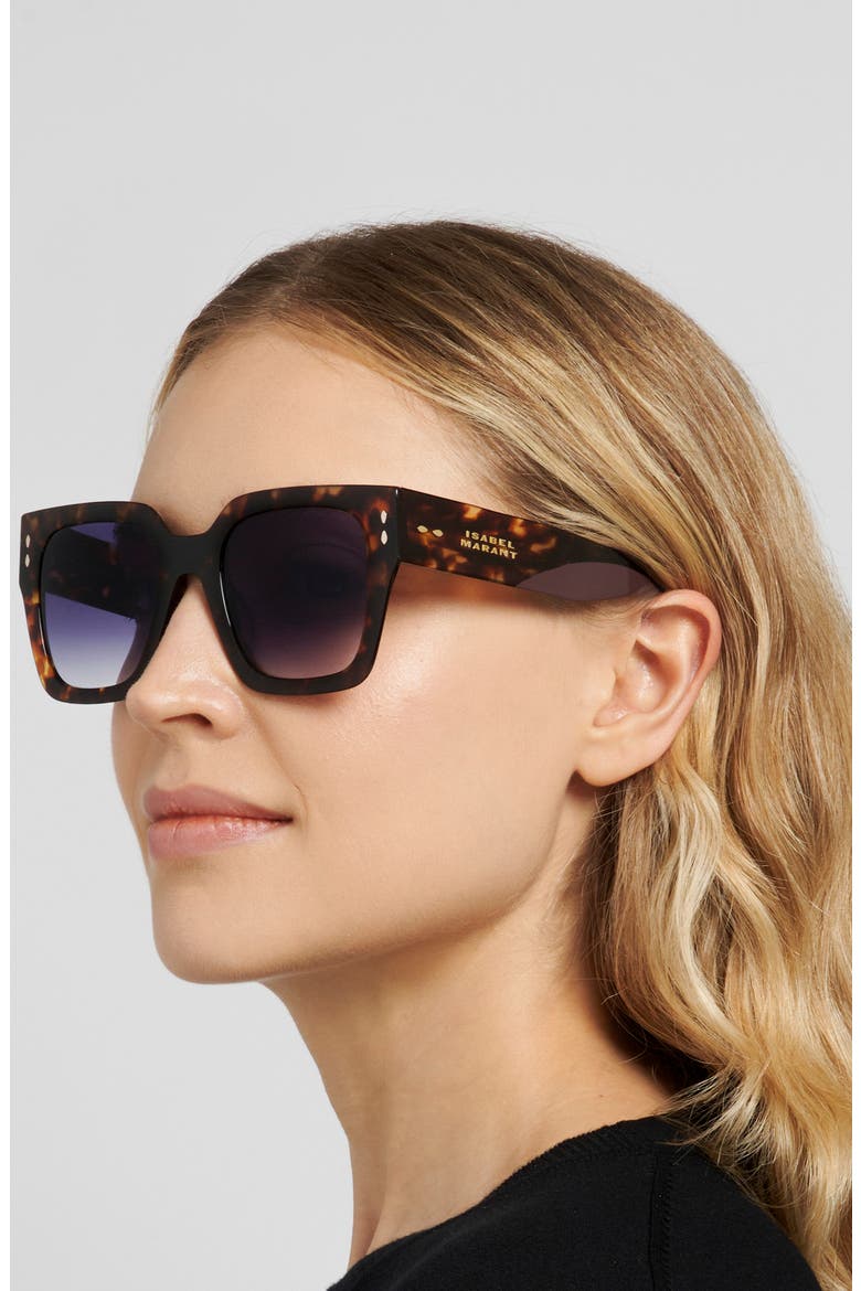 52mm Gradient Square Sunglasses, Alternate, color, HAVANA BROWN/ BLUE SF