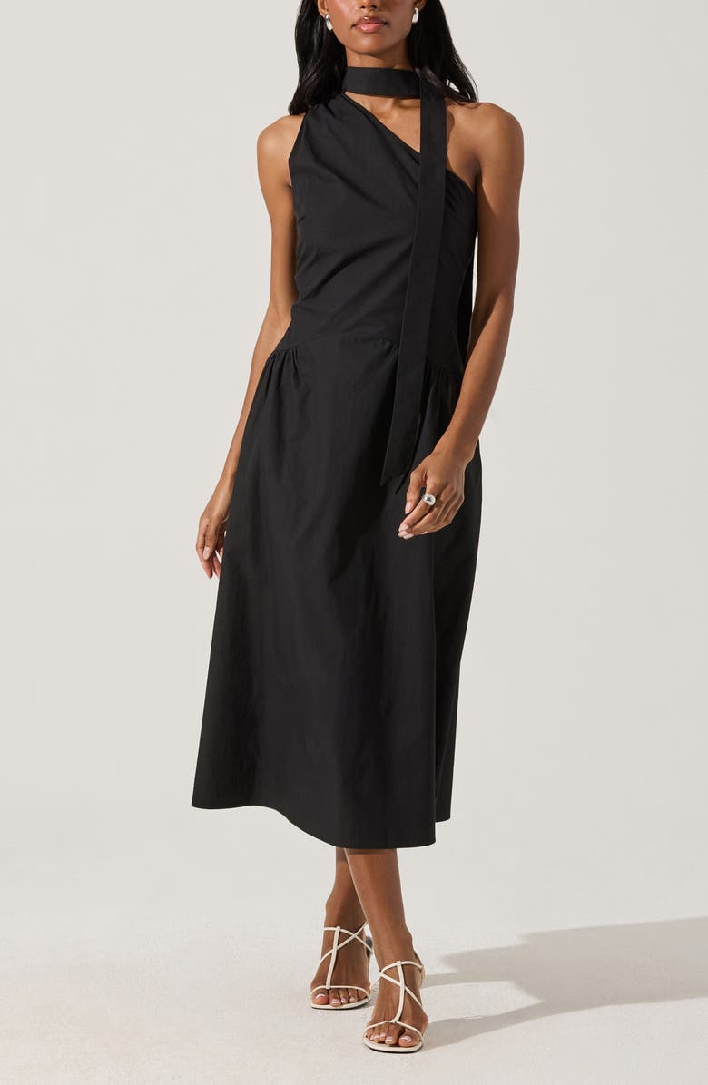 ASTR the Label Scarf Cotton Poplin Fit & Flare Dress, Alternate, color,