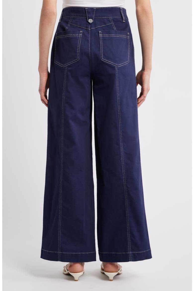 Skyrise High Waist Exposed Button Fly Wide Leg Pants, Alternate, color, EVENING BLUE