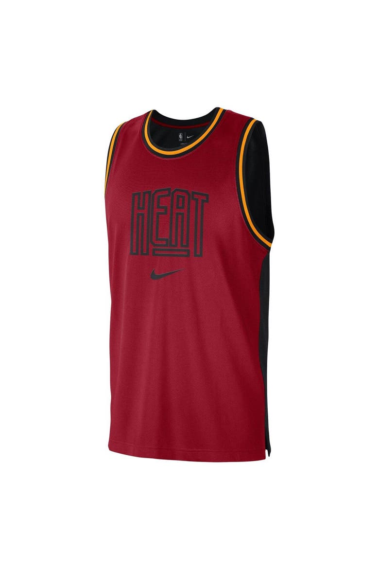 Men's Nike Red/Black Miami Heat Courtside Versus Force Split DNA Performance Mesh Tank Top, Alternate, color, Red