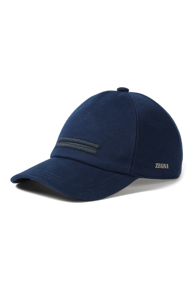 Light Taupe Cotton Baseball Cap, Main, color, DARK INDIGO BLUE