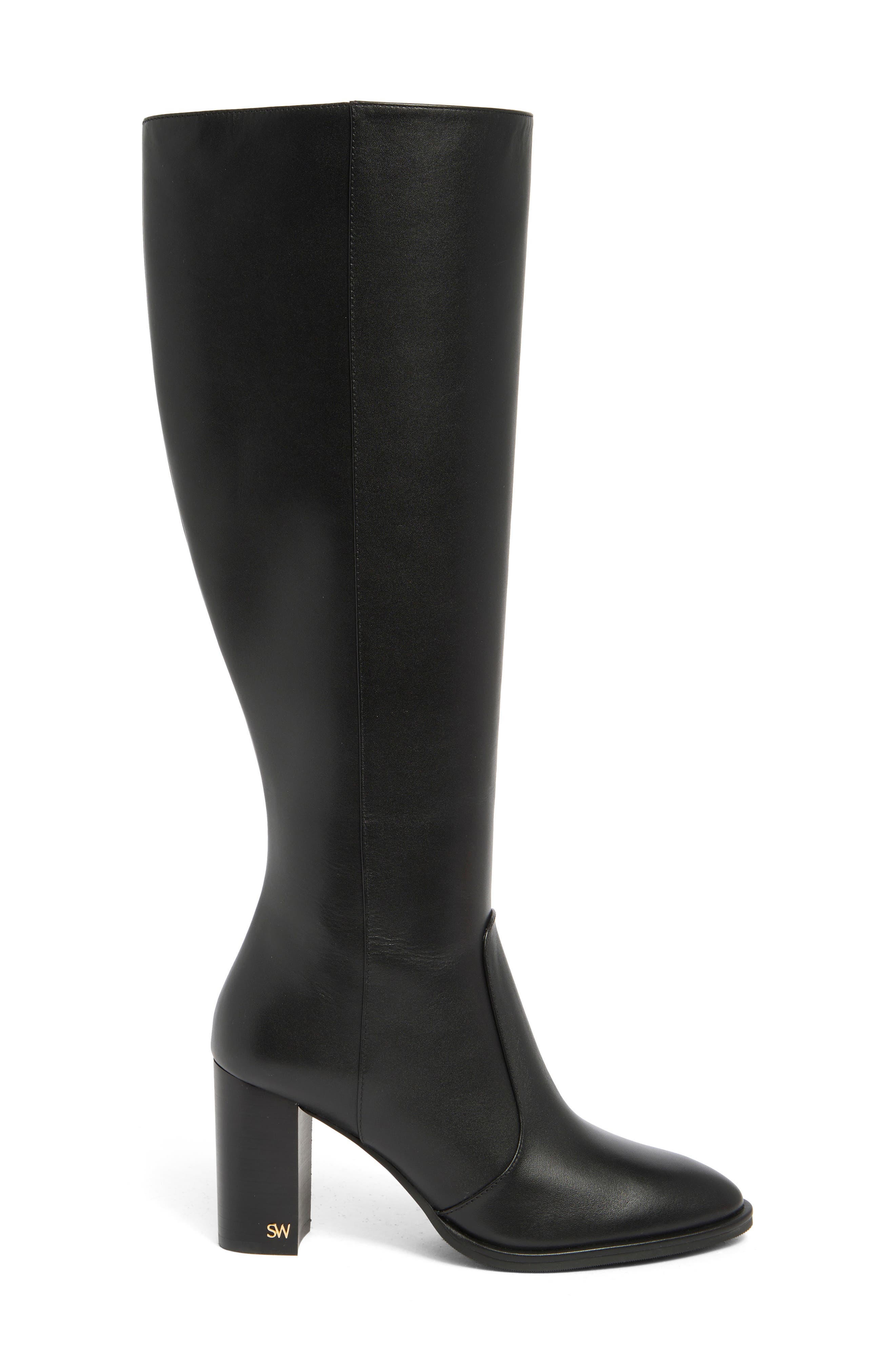 Stuart Weitzman Ryland Tall Leather Boot, Alternate, color, Black