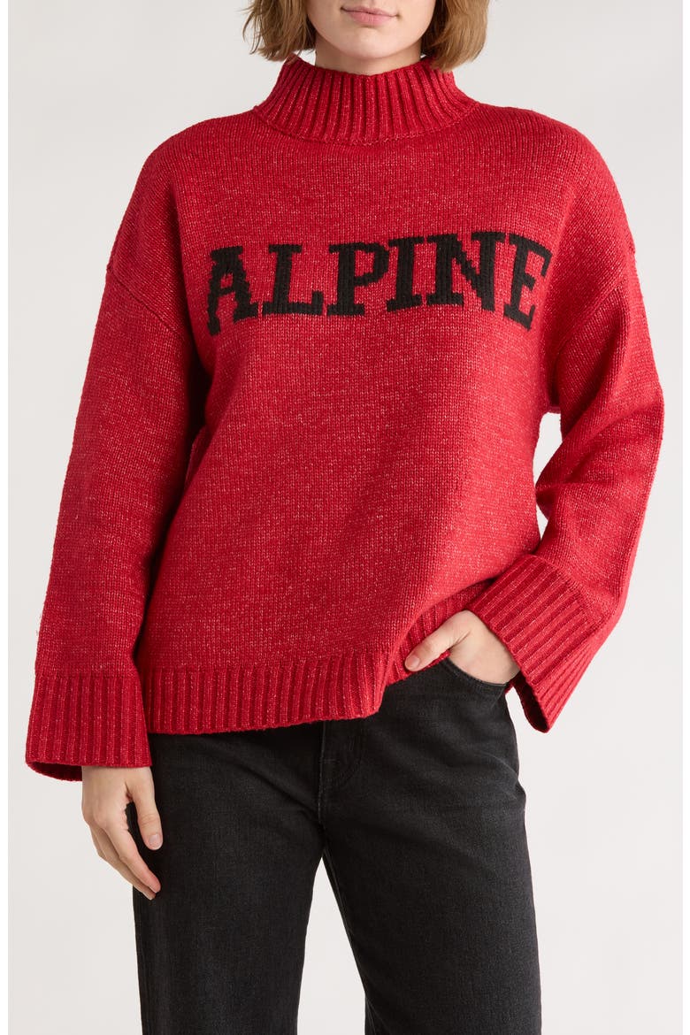 Alpine Mock Neck Sweater, Main, color, RED / BLACK