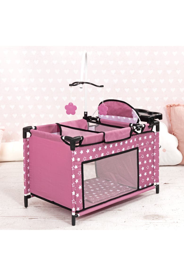 Doll Travel Multi Bed, Playpen Care Center, For Dolls Up to 18 Inches, Kid 3+, Alternate, color, Multicolored
