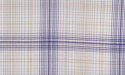 David Donahue Plaid Performance Stretch Button-up Shirt In Dune/royal
