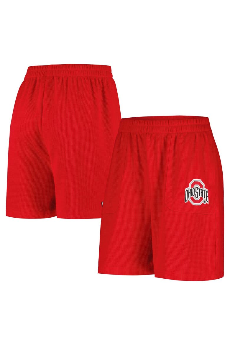 Women's Hype and Vice Scarlet Ohio State Buckeyes Pocket Hit Grand Slam Waffle Shorts, Main, color, Scarlet