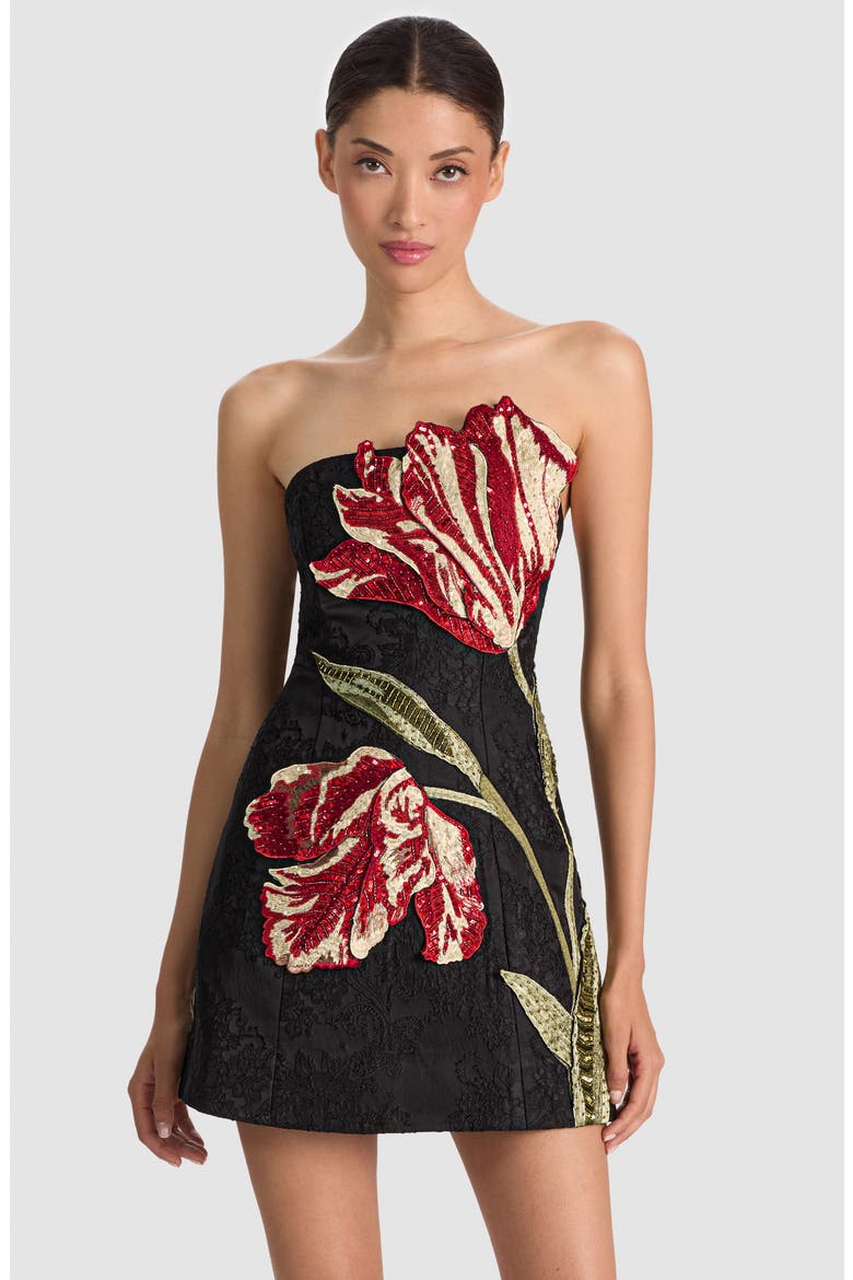 Katia Embellished Strapless Minidress, Alternate, color, SOFT TULIP BLACK