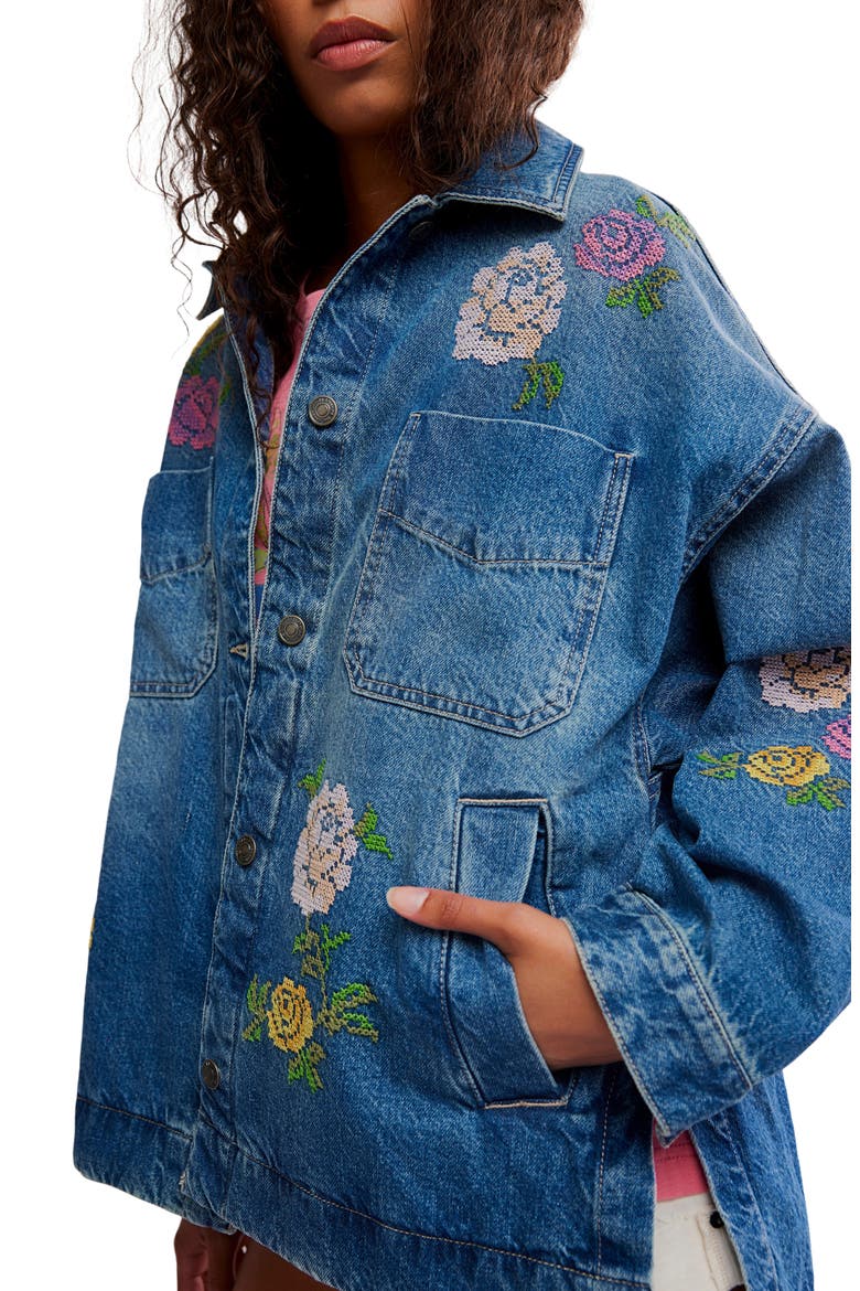 Madison Embroidered Denim City Jacket, Alternate, color, COWBOY ROMANCE