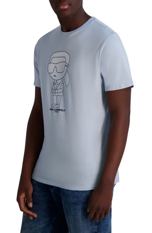 Karl Lagerfeld Paris Rubberized Karl Cotton Graphic T-shirt In Light Blue