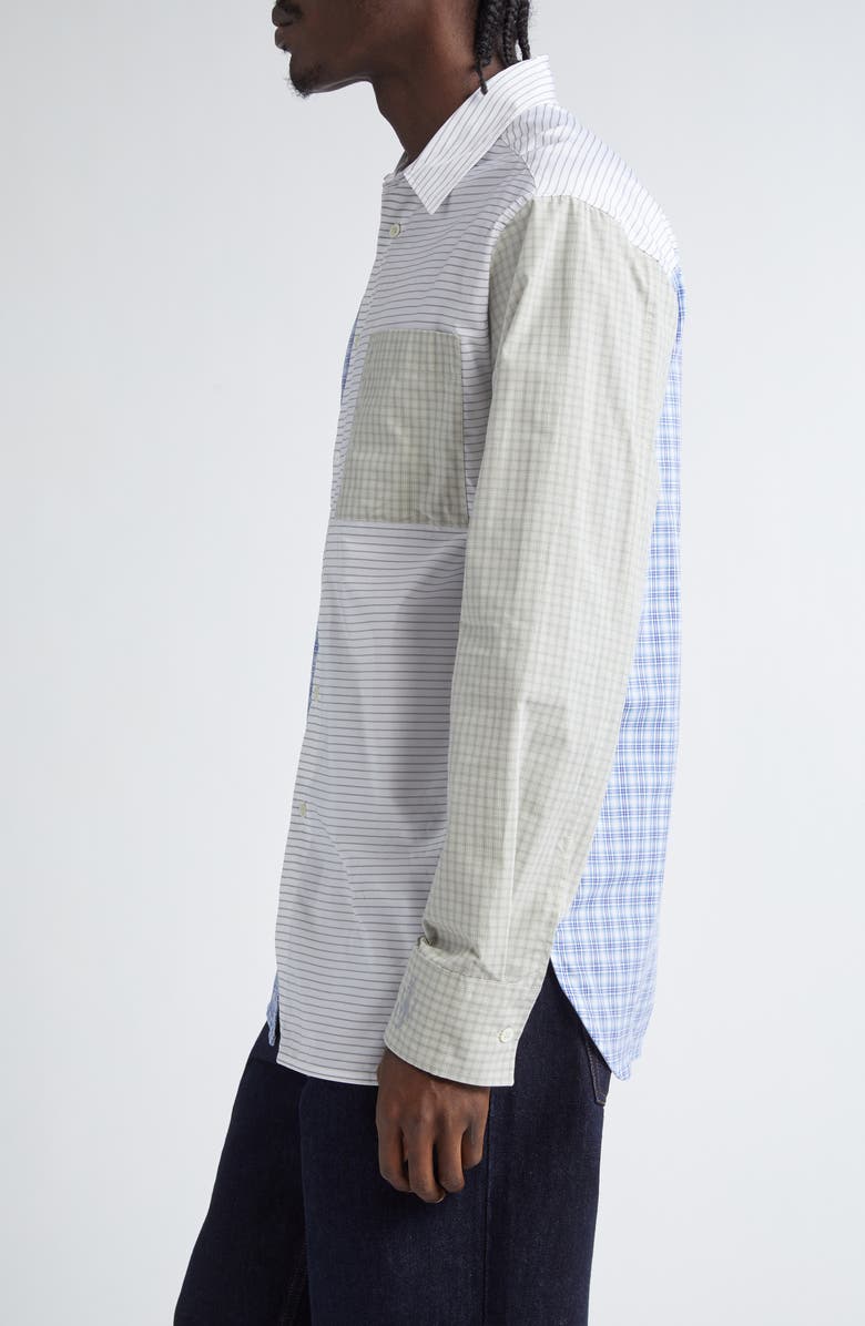 JW Anderson Patchwork Cotton Button-Up Shirt, Alternate, color, 