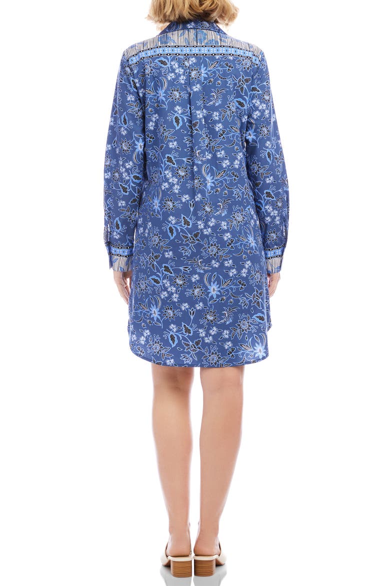 Floral Print Long Sleeve Shirtdress, Alternate, color, BLUE