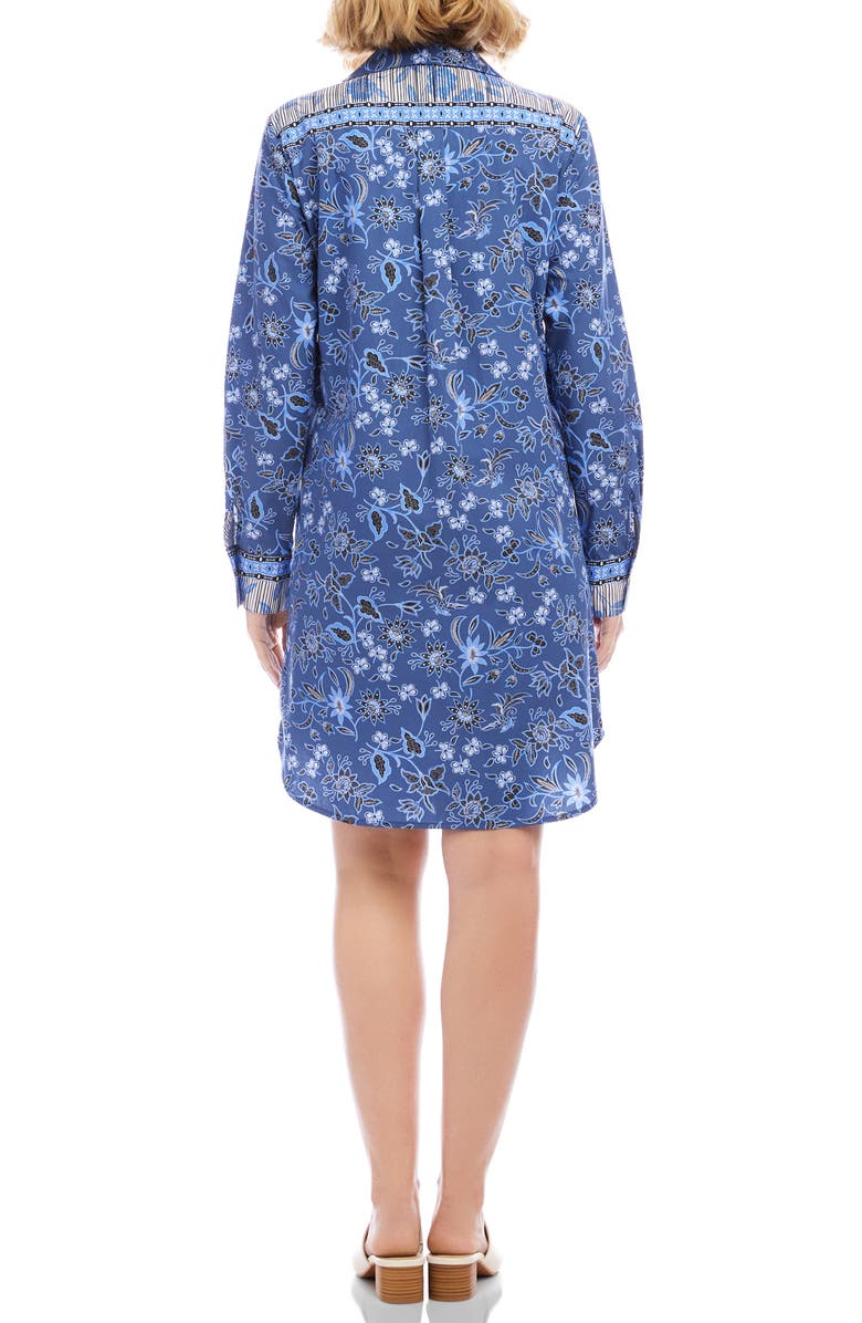 Karen Kane Floral Print Long Sleeve Shirtdress, Alternate, color, Blue