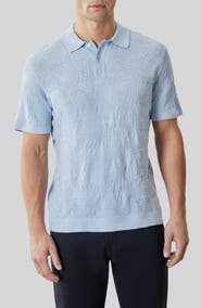 Robert Barakett Jorik Leaf Jacquard Polo Sweater