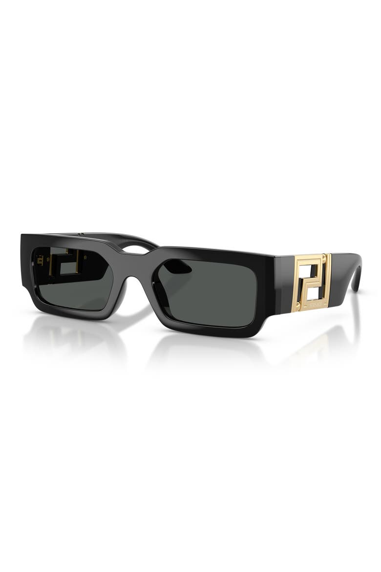 54mm Rectangular Sunglasses, Alternate, color, BLACK / DARK GREY