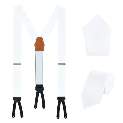 Sutton Solid Color Silk Brace Necktie and Pocket Square Set