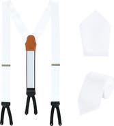 Trafalgar Sutton Solid Color Silk Brace Necktie and Pocket Square Set