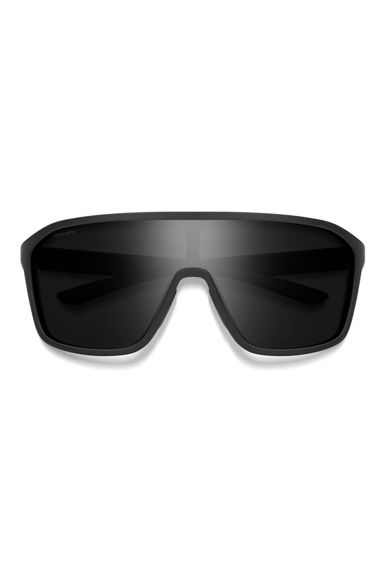 Boomtown 135mm ChromaPop™ Polarized Shield Sunglasses, Main, color, MATTE BLACK / BLACK