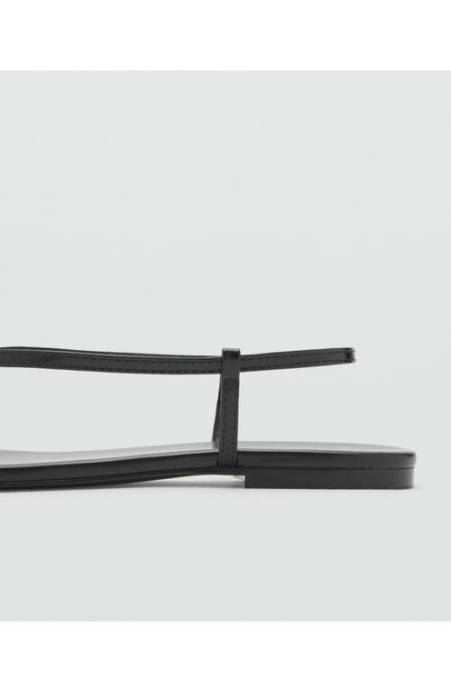 Mango Leather Sandals With Strap And Contrasting Toe Black In Black