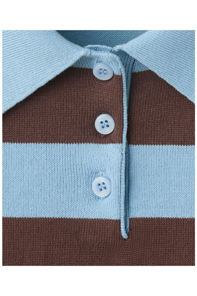 Striped Cotton Blend Polo, Alternate, color, SKY BLUE