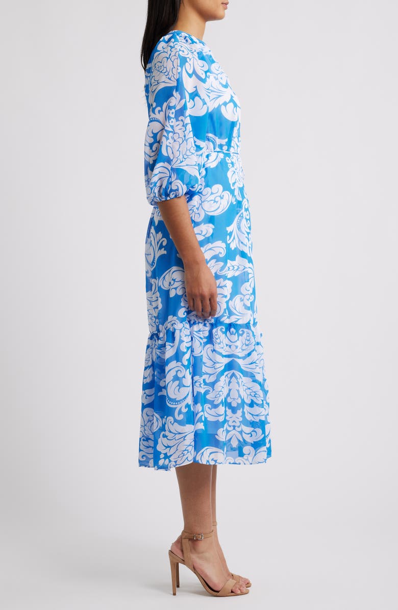 Julia Jordan Paisley Floral Tiered Maxi Dress, Alternate, color, Blue/ Ivory