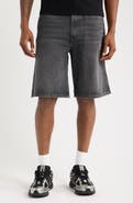 L/AB C/O OFF-WHITE Diagonal Logo Denim Shorts