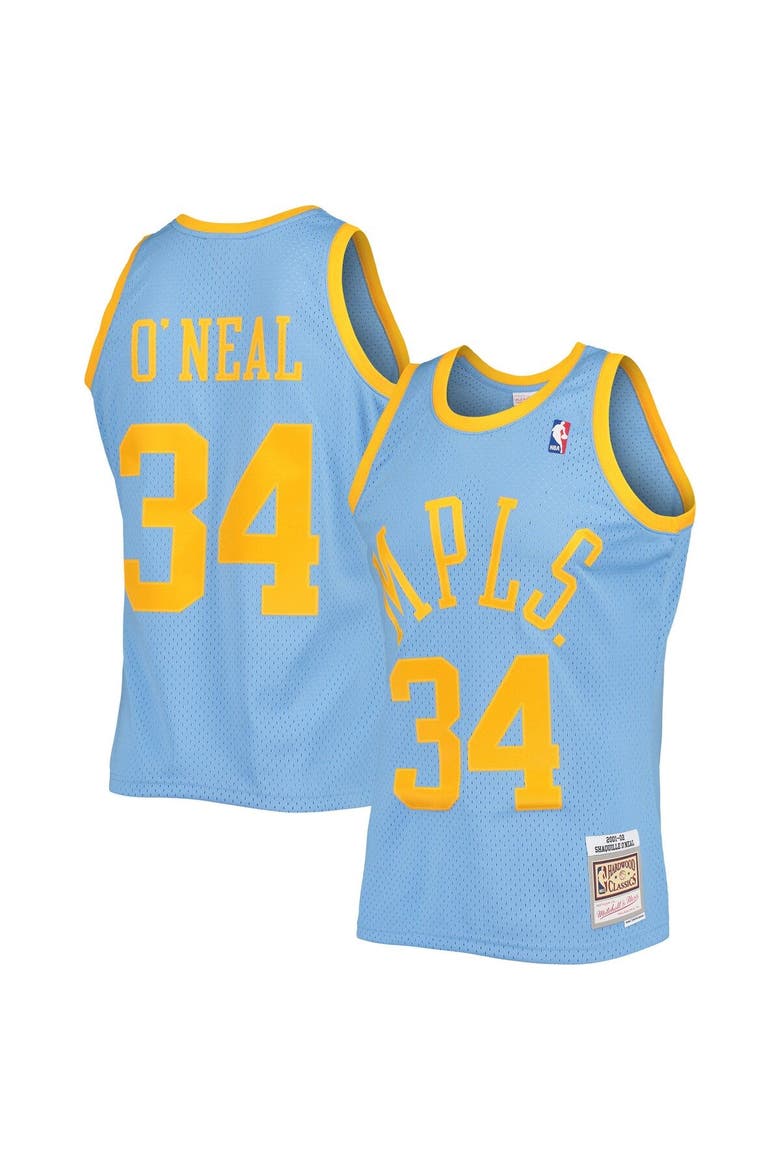 Men's Mitchell & Ness Shaquille O'Neal Powder Blue Los Angeles Lakers 2001/02 Hardwood Classics Swingman Jersey, Main, color, Powder Blue