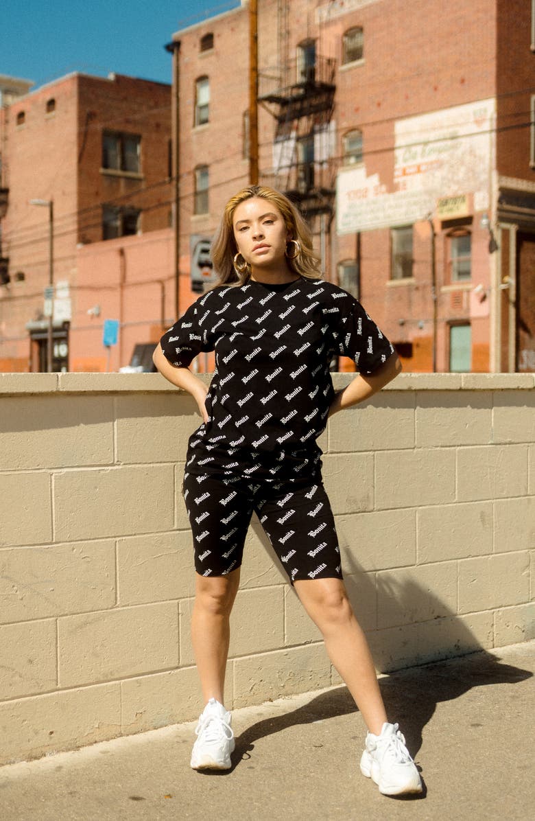 Viva La Bonita Allover Print Bike Shorts, Alternate, color, 