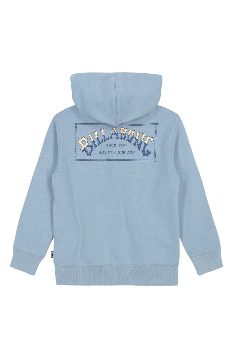 Billabong Kids' Original Arch Fill Fleece Graphic Hoodie, Alternate, color, Washed Blue