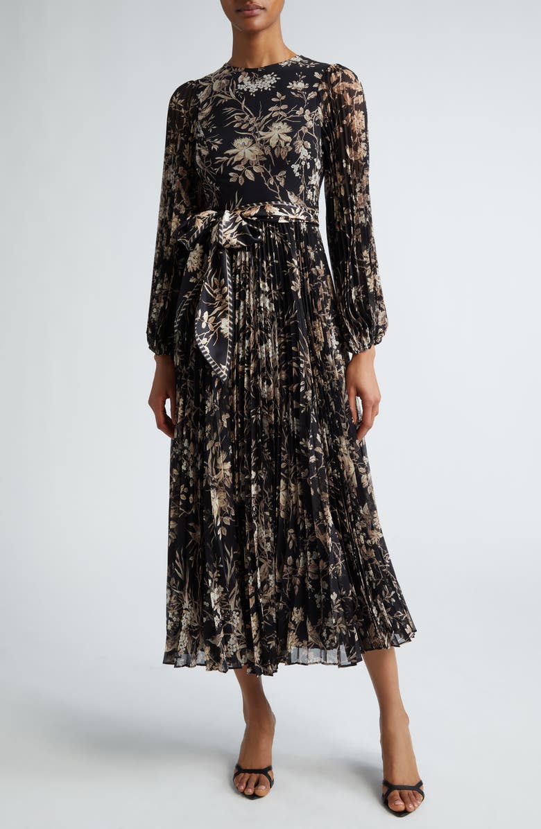 Zimmermann Sunray Long Sleeve Pleated Midi Dress, Main, color,