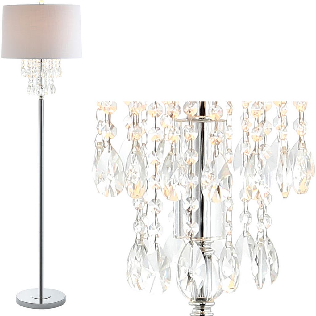 Jonathan Y Abigail 61" Crystal / Metal Led Floor Lamp, Clear/chrome
