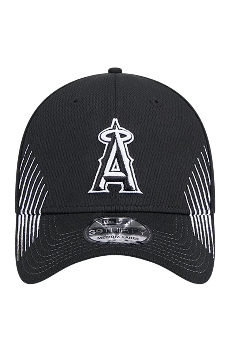 New Era Men's New Era Black Los Angeles Angels Active Dash Mark 39THIRTY Flex Hat, Alternate, color, Black