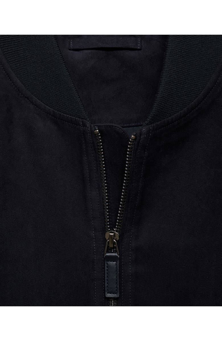 MANGO Faux Suede Bomber Jacket, Alternate, color, Night Blue