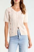 Lucky Brand Rosette Short Sleeve Cardigan