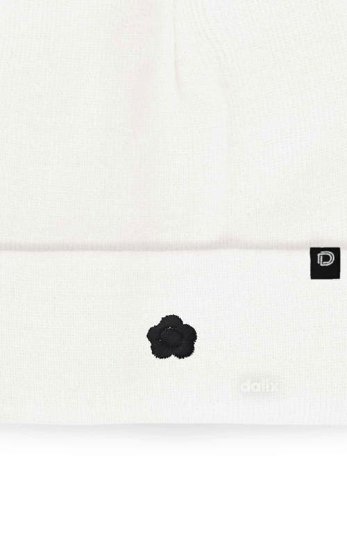 Dalix Lil Flower Beanie Cap In White