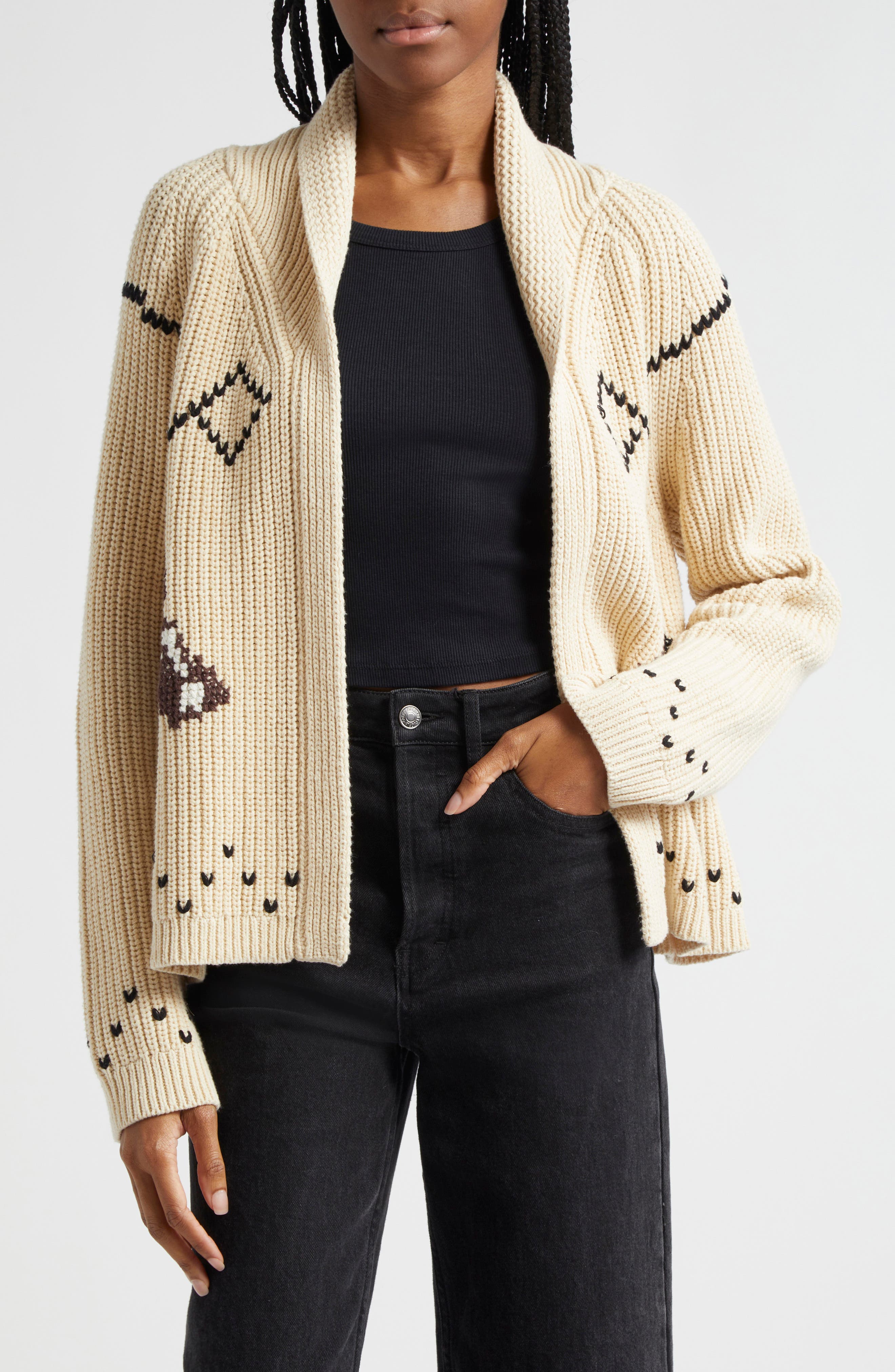 THE GREAT. The Horse Lodge Cotton Blend Cardigan
