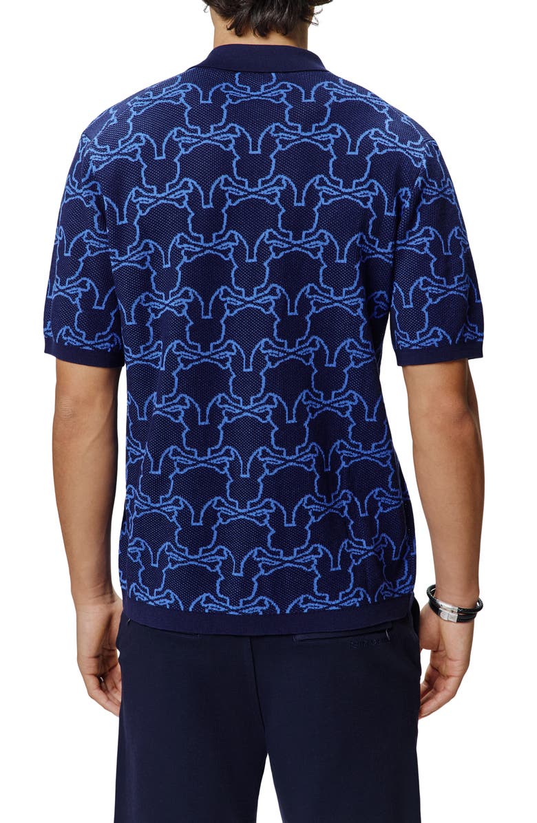 Psycho Bunny Kane Short Sleeve Cotton Button-Up Shirt, Alternate, color, Evening Blue