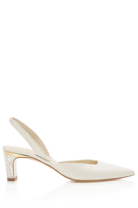 Delphine  Pointed Toe Pearl Heel Pump
