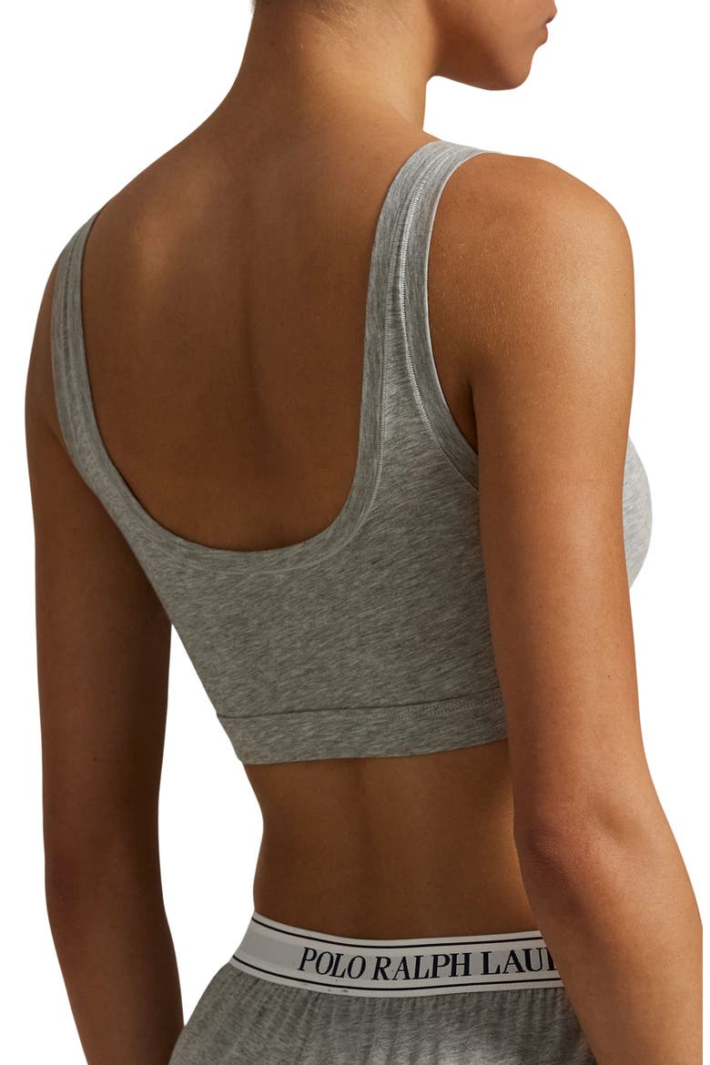 Logo Embroidered Bralette, Alternate, color, HEATHER GREY