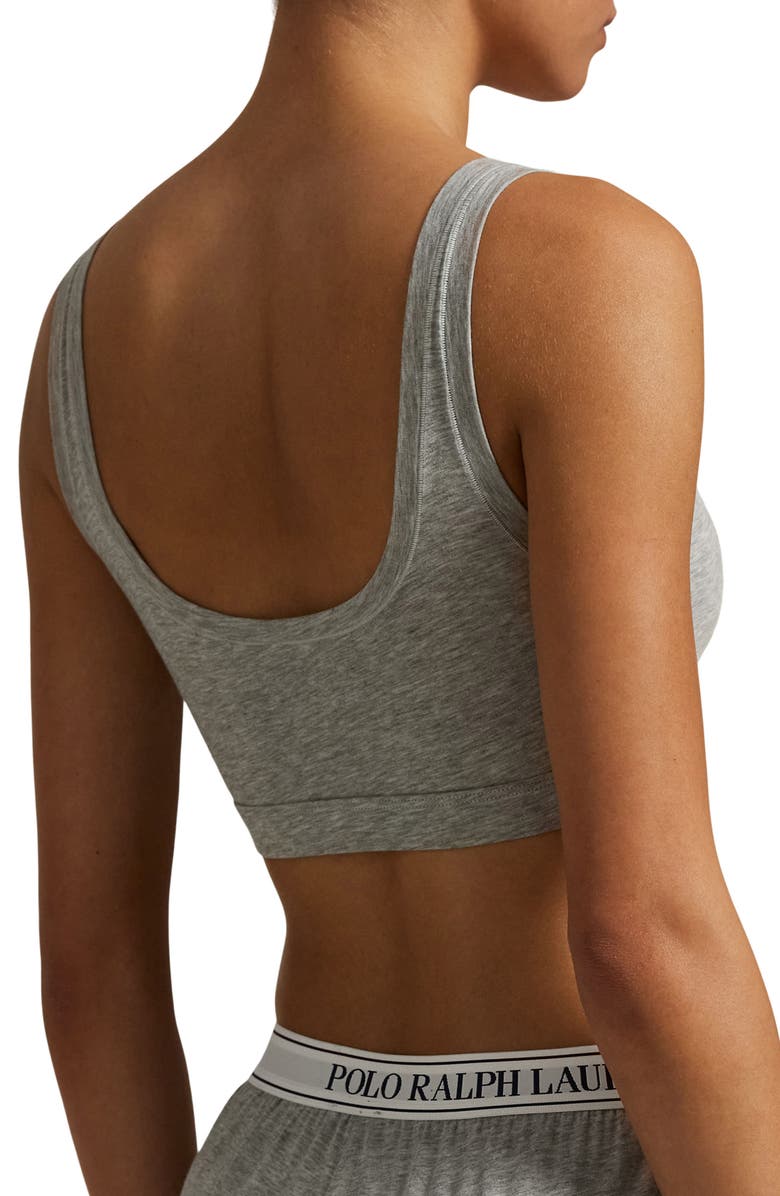 Polo Ralph Lauren Logo Embroidered Bralette, Alternate, color, Heather Grey
