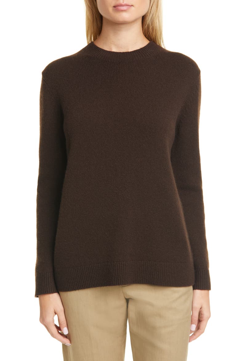 Crewneck Cashmere Sweater, Main, color, DEEP BROWN