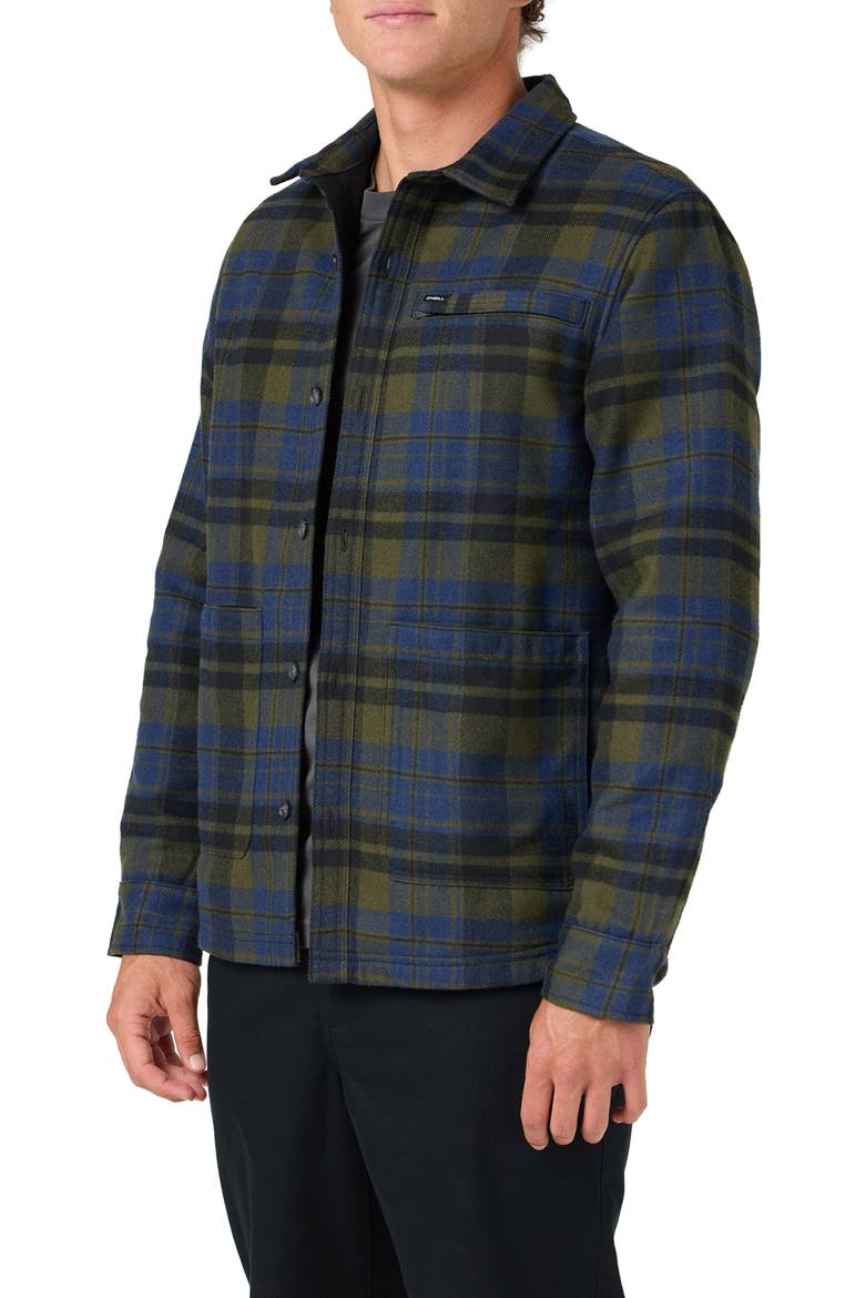 Plaid High Pile Fleece Lining Jacket, Alternate, color, ARMY